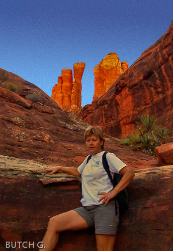 Marie posing  on cathedral 2007